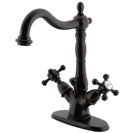 Kingston Brass Vintage 2-Handle Bathroom Faucet W/Brass Pop-Up & Cover Plate, Bronze KS1435BX